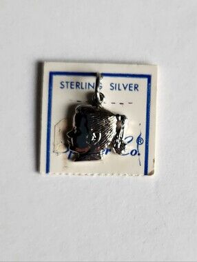 Spencer Co Vintage Sterling Silver Girl Profile Charm with Original Jewelry Card